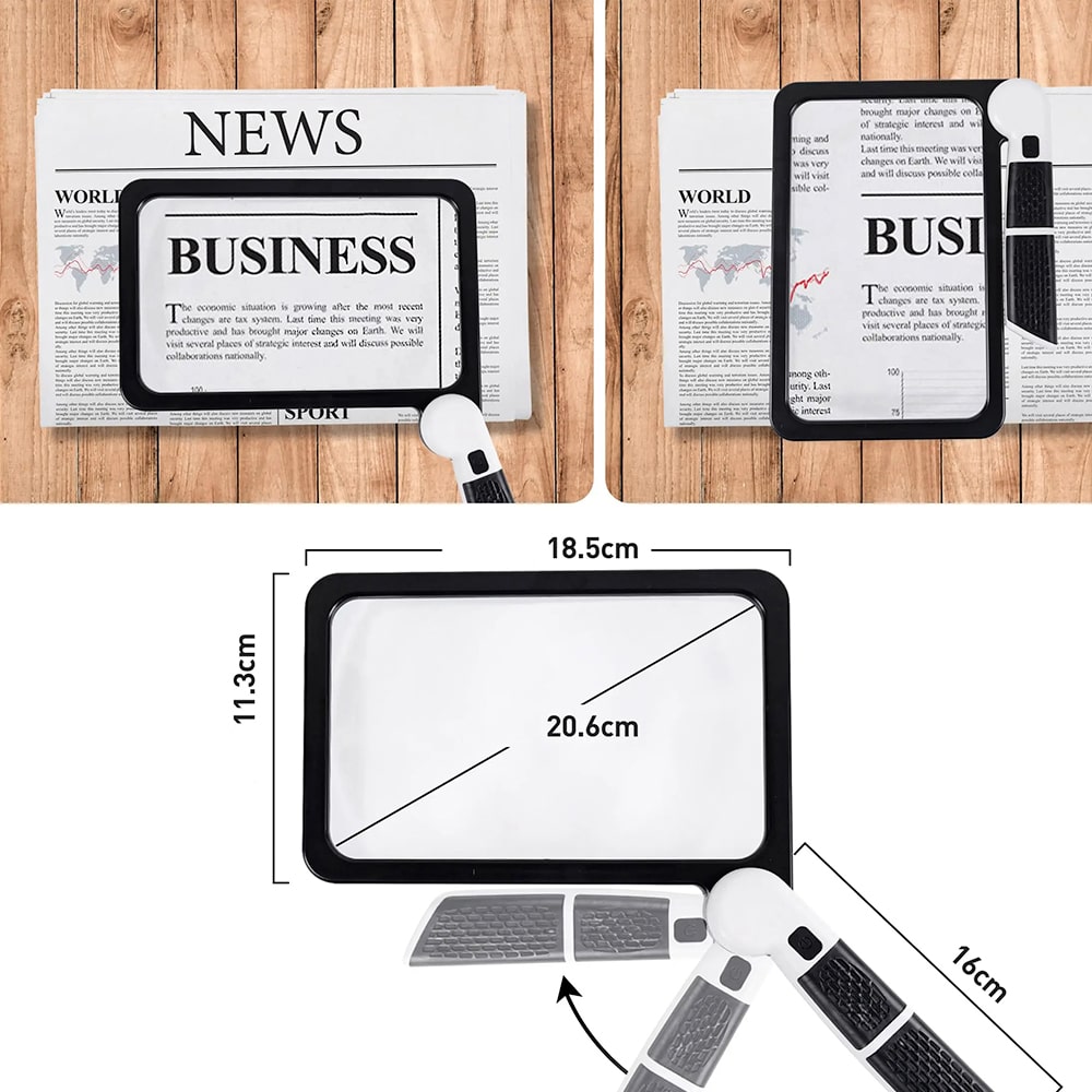 Minimalist Lighted Rectangular Handheld Magnifier