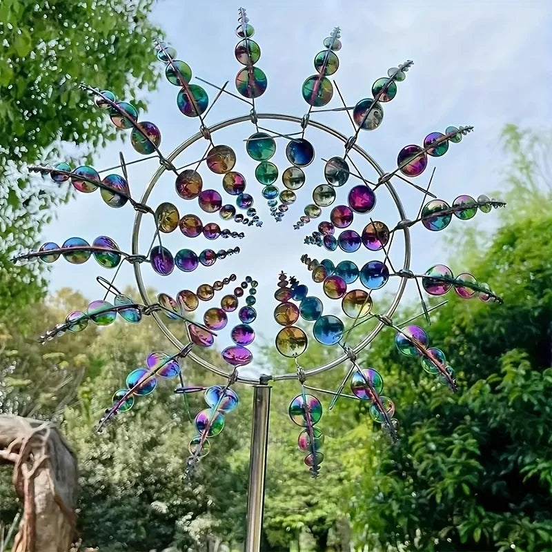 Iridescent Stainless Steel Kinetic Wind Spinner