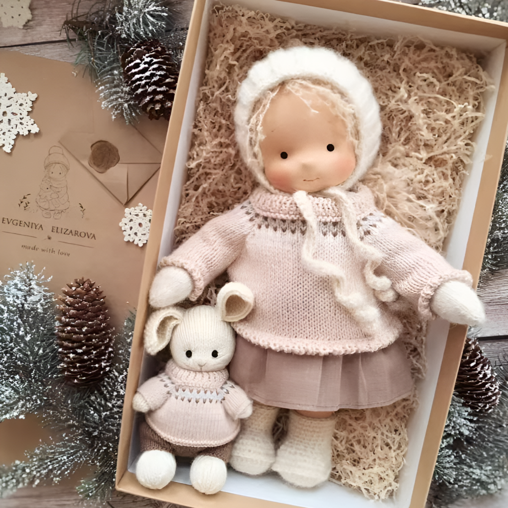 Wool and Cotton Waldorf Doll with Soft Hair