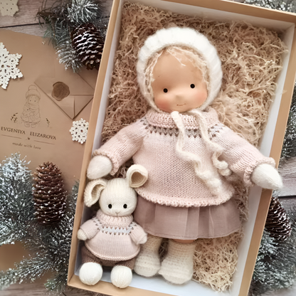 Wool and Cotton Waldorf Doll with Soft Hair