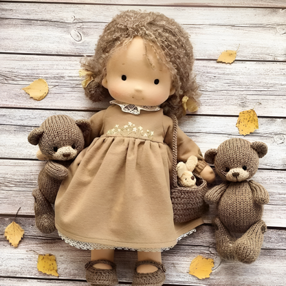 Wool and Cotton Waldorf Doll with Soft Hair