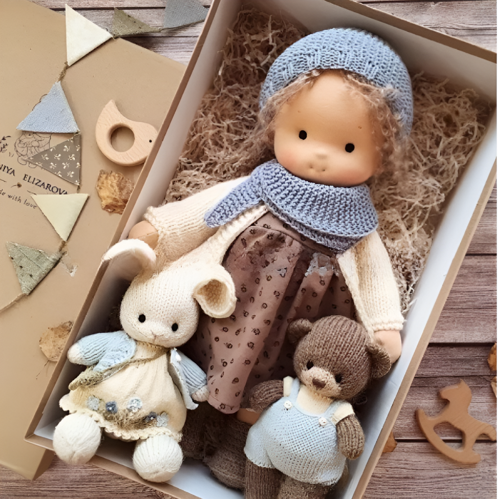 Wool and Cotton Waldorf Doll with Soft Hair