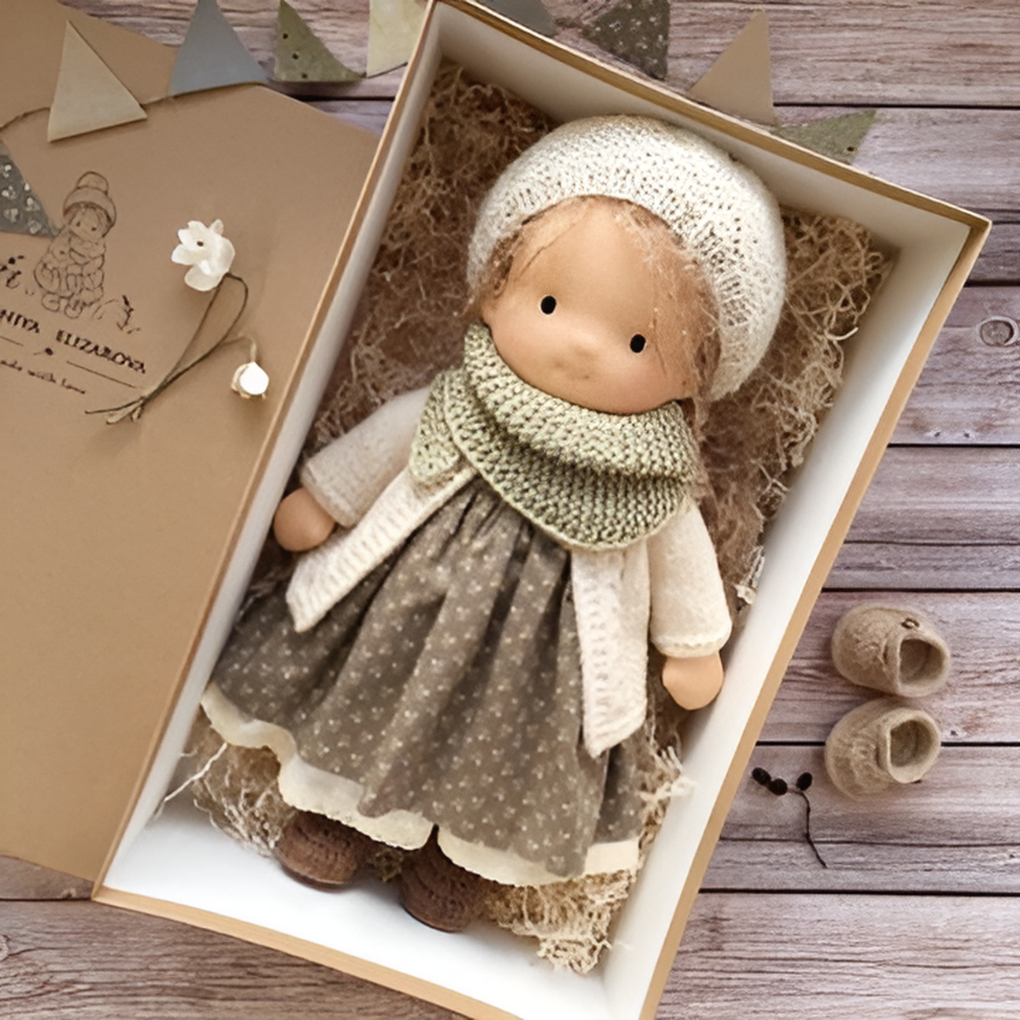 Wool and Cotton Waldorf Doll with Soft Hair