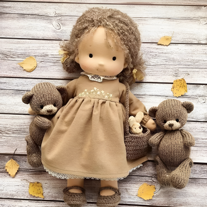 Wool and Cotton Waldorf Doll with Soft Hair