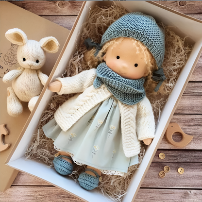 Wool and Cotton Waldorf Doll with Soft Hair