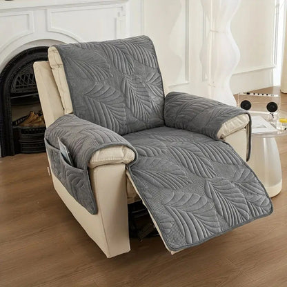 Quilted Velvet Padded Recliner Cover