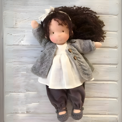 Wool and Cotton Waldorf Doll with Soft Hair
