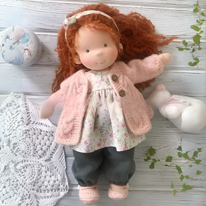 Wool and Cotton Waldorf Doll with Soft Hair