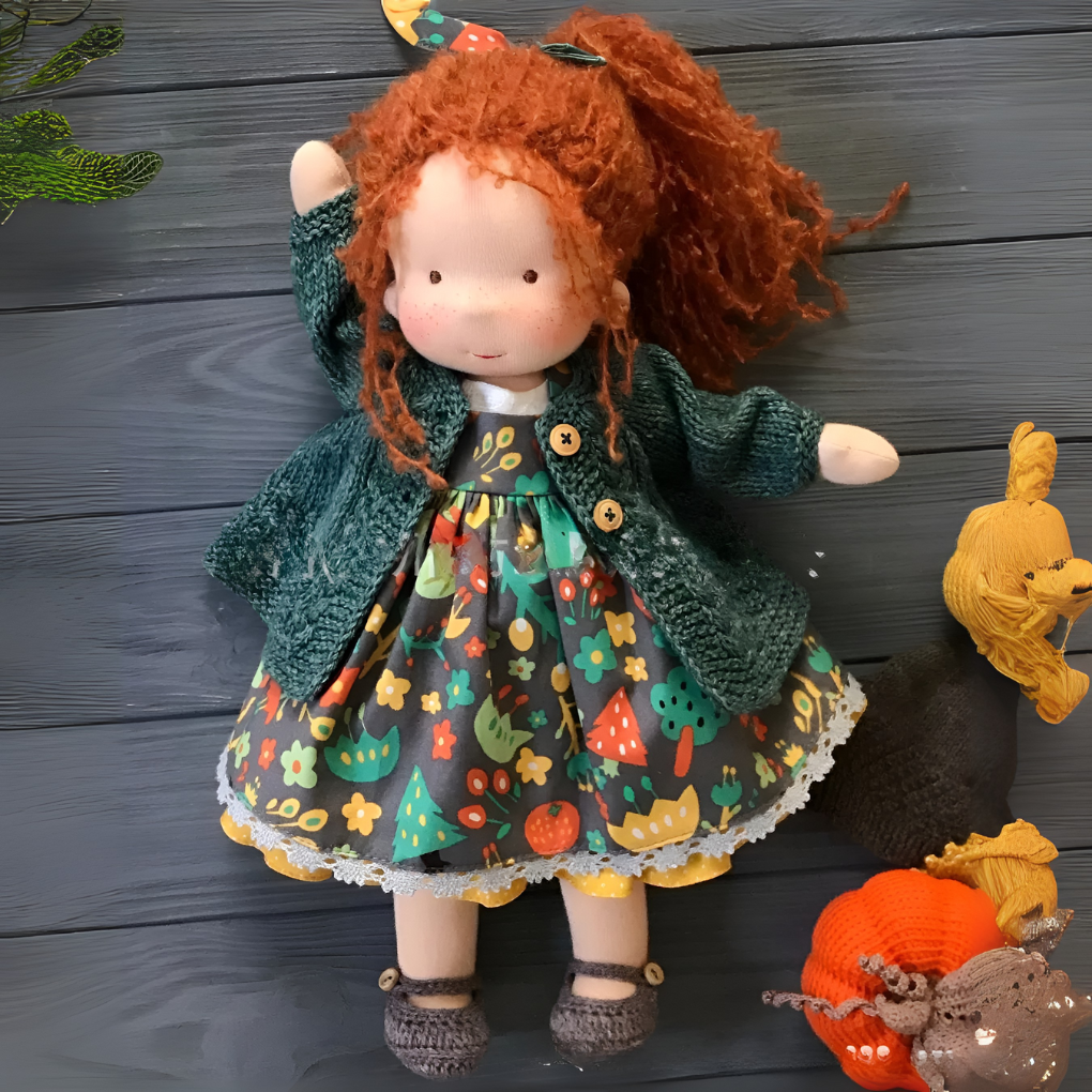 Wool and Cotton Waldorf Doll with Soft Hair