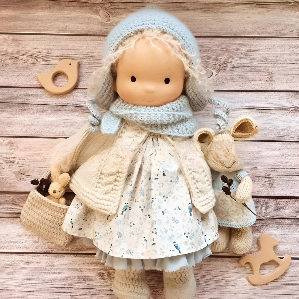 Wool and Cotton Waldorf Doll with Soft Hair