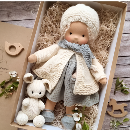 Wool and Cotton Waldorf Doll with Soft Hair