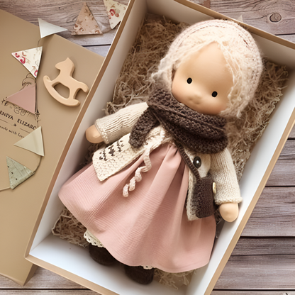 Wool and Cotton Waldorf Doll with Soft Hair
