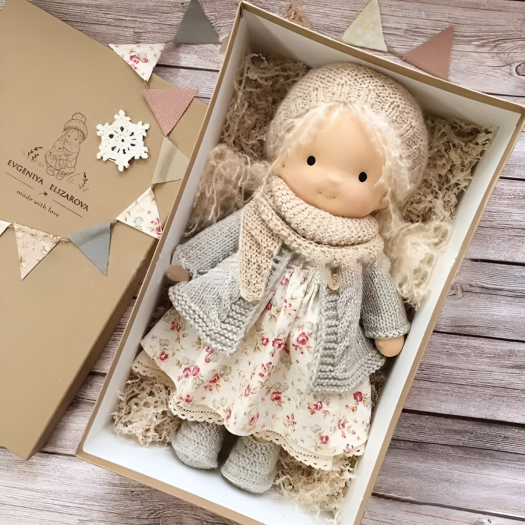 Wool and Cotton Waldorf Doll with Soft Hair
