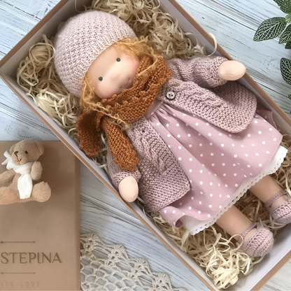 Wool and Cotton Waldorf Doll with Soft Hair