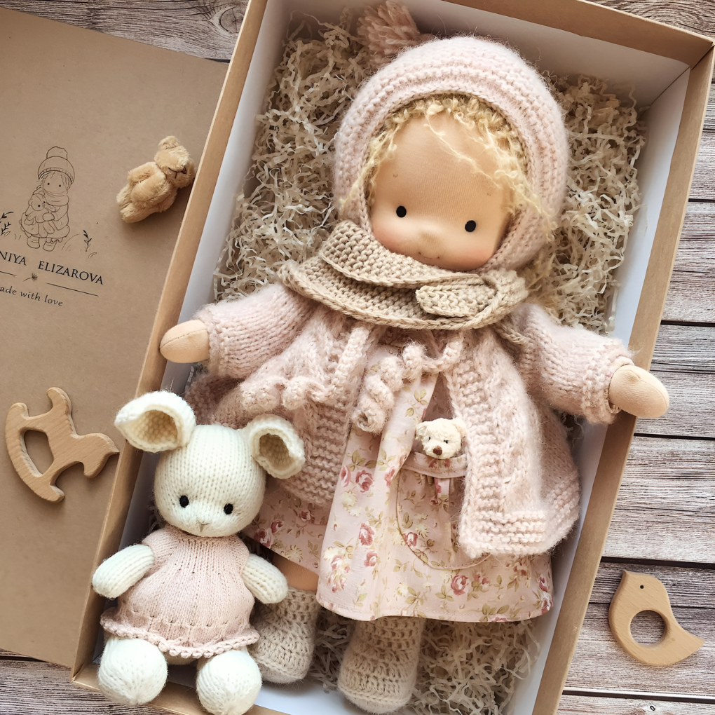 Wool and Cotton Waldorf Doll with Soft Hair