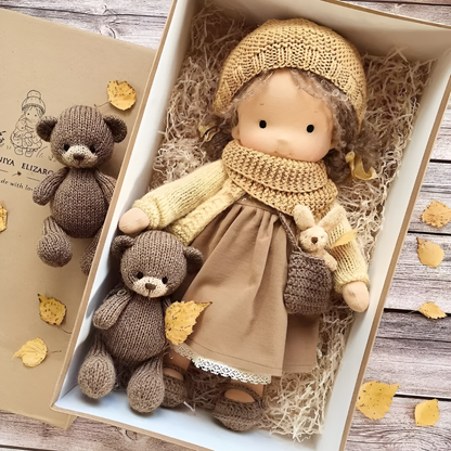 Wool and Cotton Waldorf Doll with Soft Hair