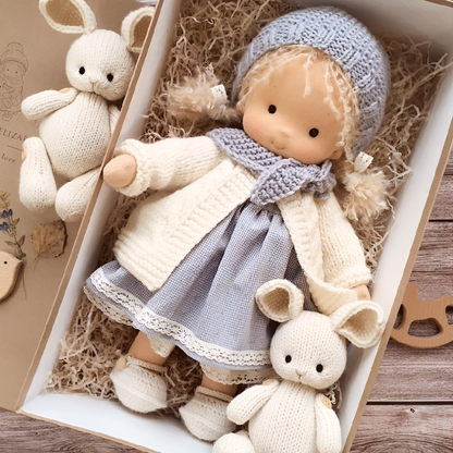 Wool and Cotton Waldorf Doll with Soft Hair