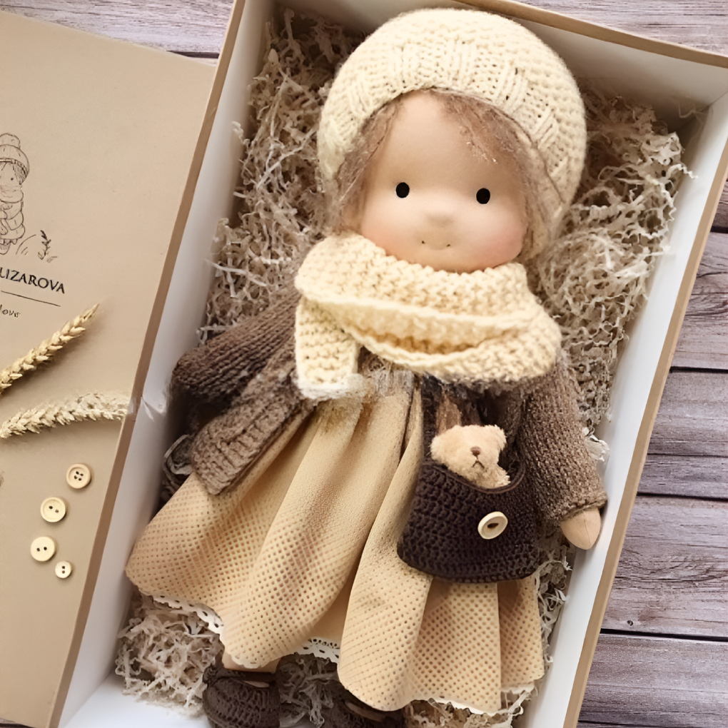 Wool and Cotton Waldorf Doll with Soft Hair