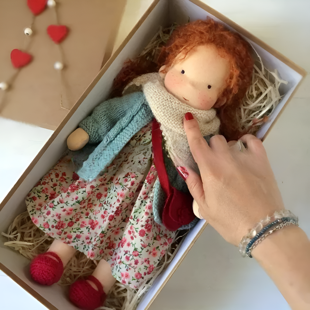 Wool and Cotton Waldorf Doll with Soft Hair