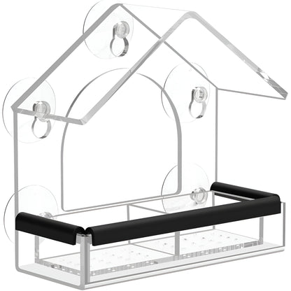 Acrylic Minimalist Suction-Cup Window-Mounted Bird Feeder