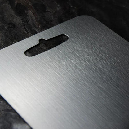 Minimalist Brushed Stainless Handle Slot Cutting Board