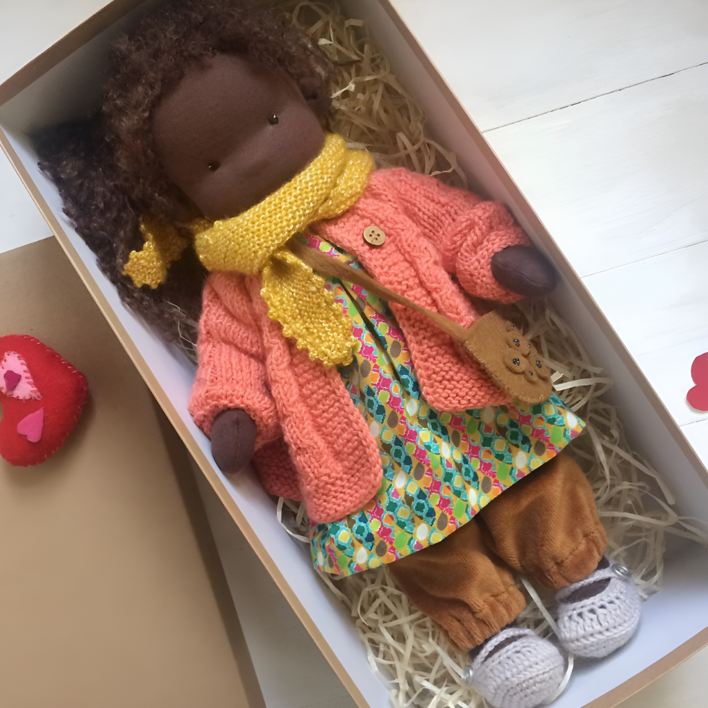 Wool and Cotton Waldorf Doll with Soft Hair