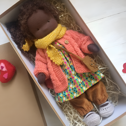 Wool and Cotton Waldorf Doll with Soft Hair