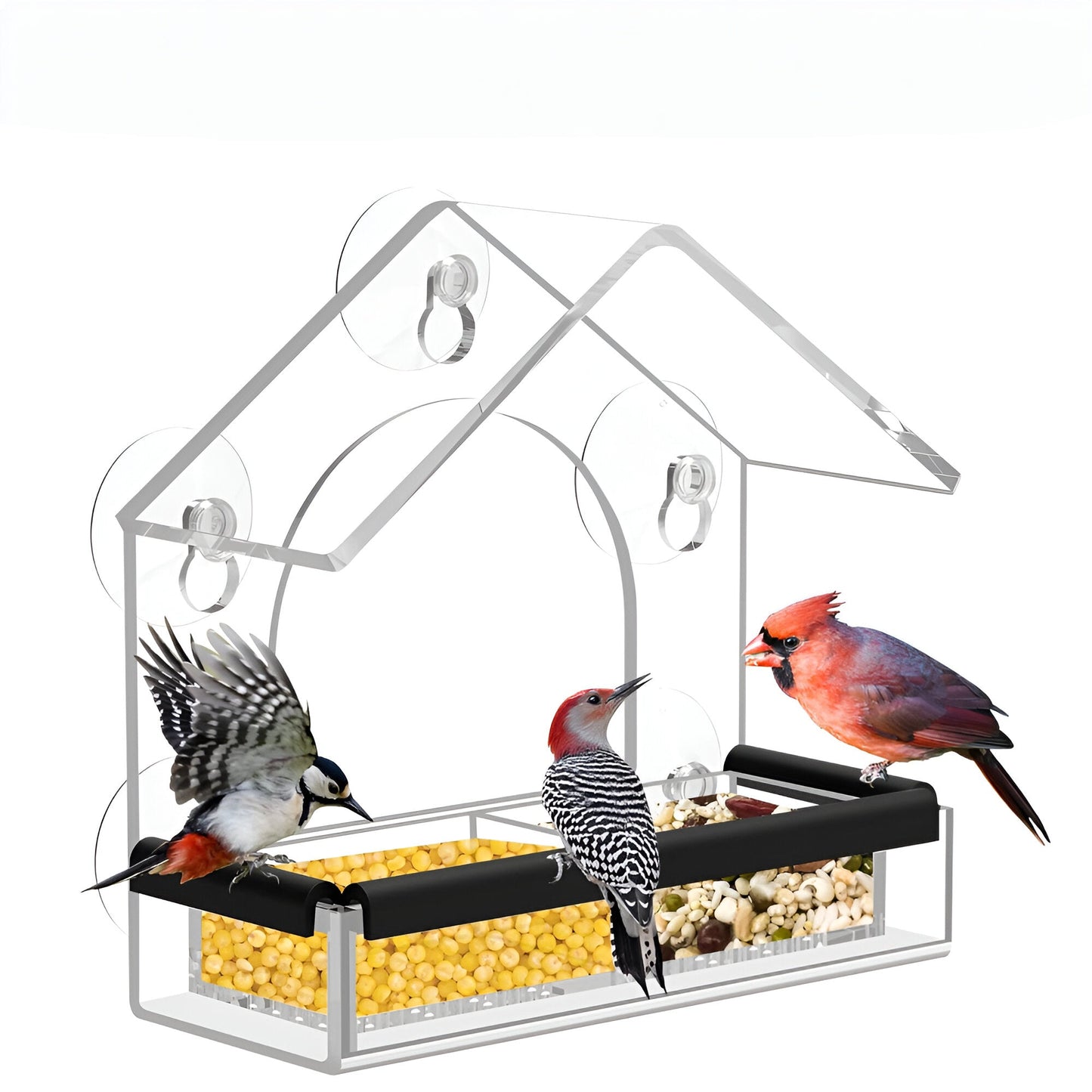 Acrylic Minimalist Suction-Cup Window-Mounted Bird Feeder