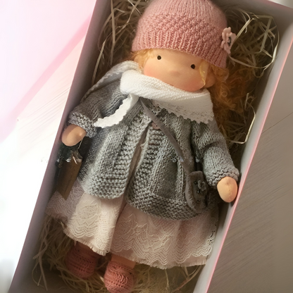 Wool and Cotton Waldorf Doll with Soft Hair
