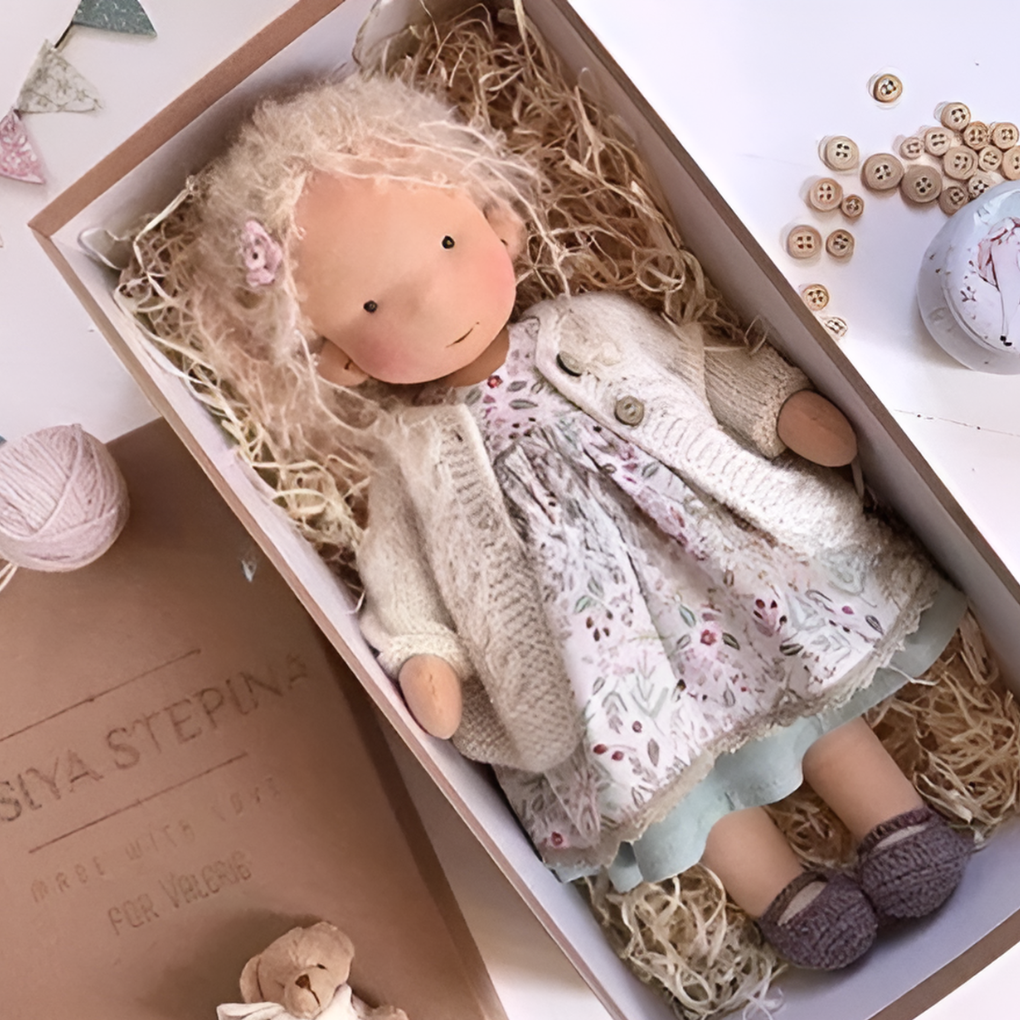 Wool and Cotton Waldorf Doll with Soft Hair