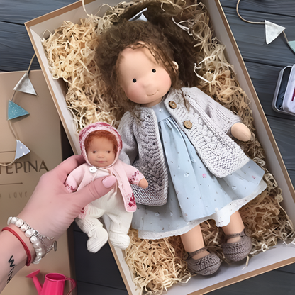 Wool and Cotton Waldorf Doll with Soft Hair