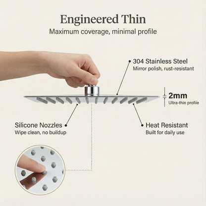 Minimalist Ultra-Thin Square Rain Shower Head