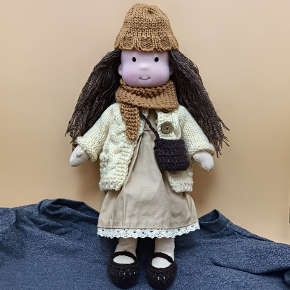 Wool and Cotton Waldorf Doll with Soft Hair