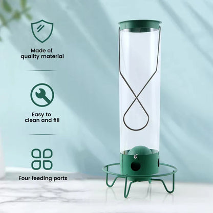 Powder-Coated Metal Multi-Port Tube Bird Feeder