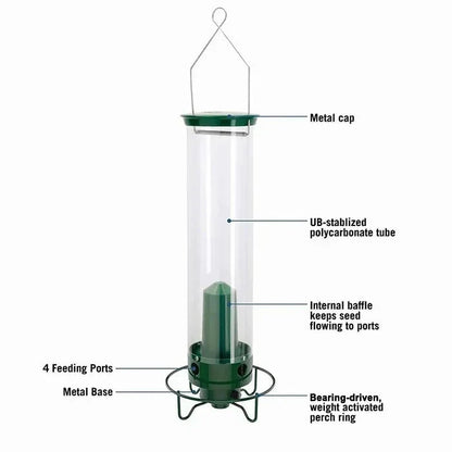 Powder-Coated Metal Multi-Port Tube Bird Feeder