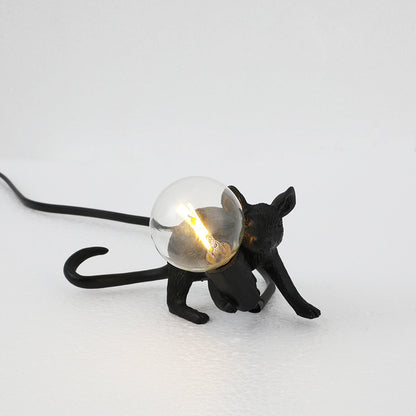 Glass Exposed Bulb Mouse Figurine Table Lamp