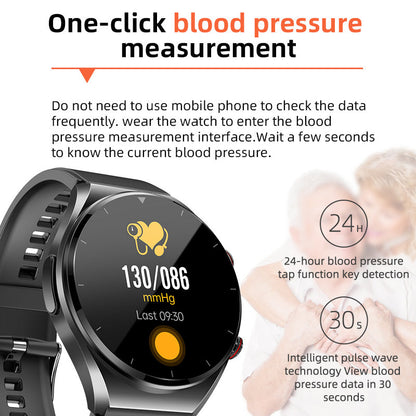 Tempered Glass Adjustable Round Smartwatch