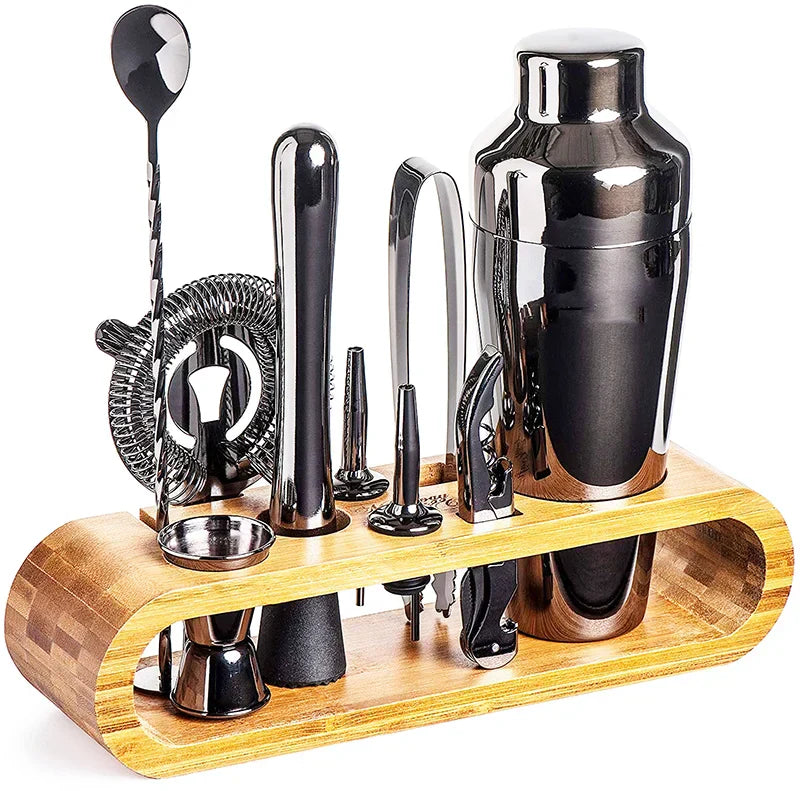 Bamboo Cobbler Shaker Cocktail Bar Tool Set