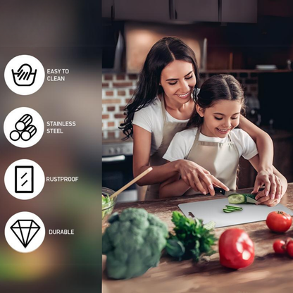 Brushed Stainless Steel Non-Slip Cutting Board