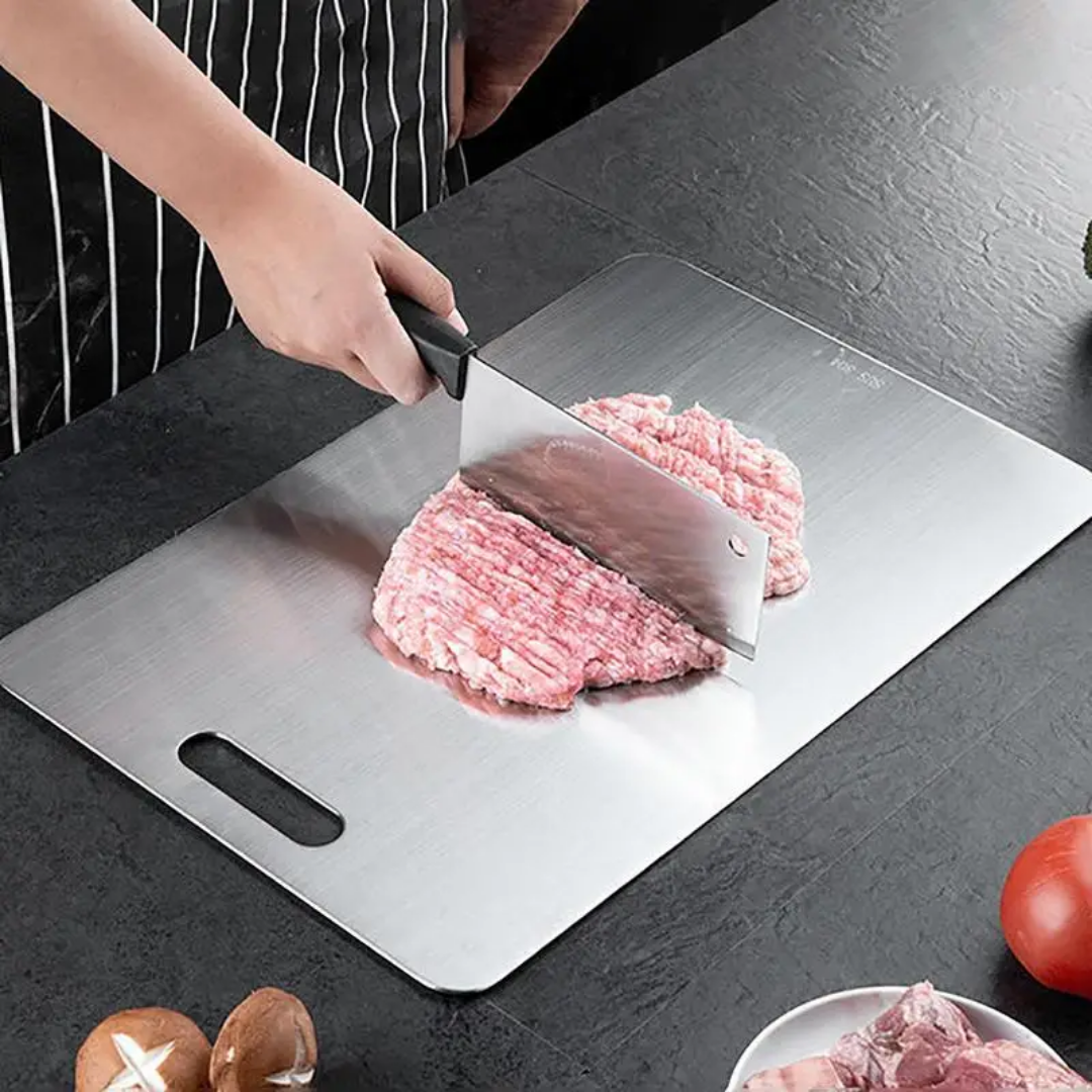 Brushed Stainless Steel Non-Slip Cutting Board