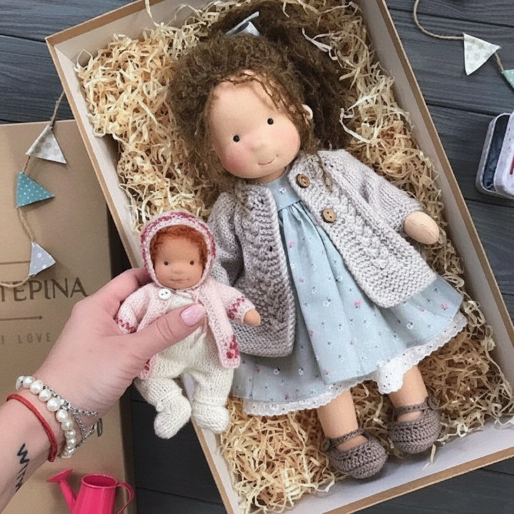 Handmade Cotton Knitted Waldorf Cloth Doll