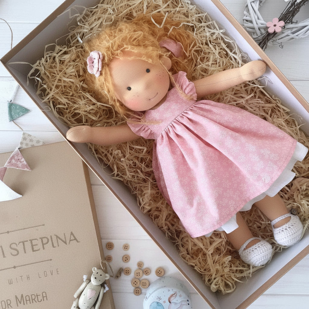 Handmade Cotton Knitted Waldorf Cloth Doll