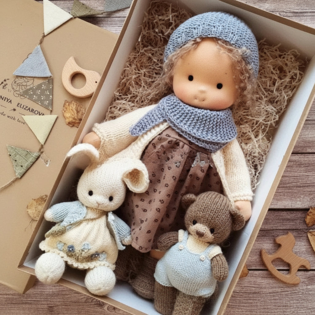 Handmade Cotton Knitted Waldorf Cloth Doll