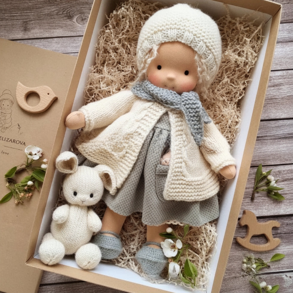 Handmade Cotton Knitted Waldorf Cloth Doll