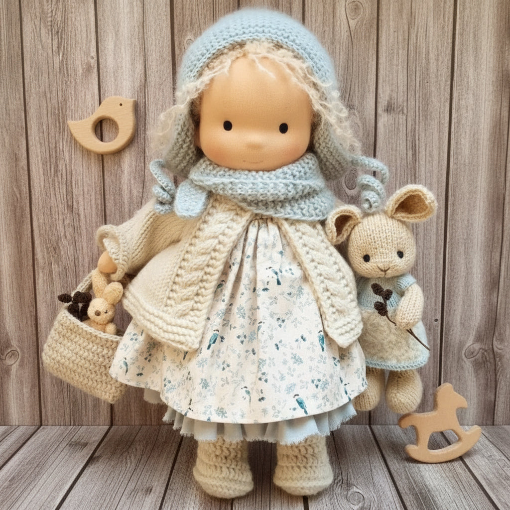 Handmade Cotton Knitted Waldorf Cloth Doll