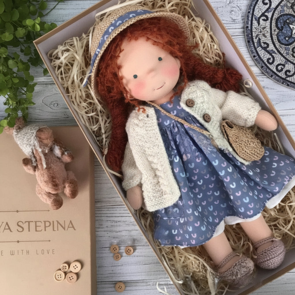 Handmade Cotton Knitted Waldorf Cloth Doll