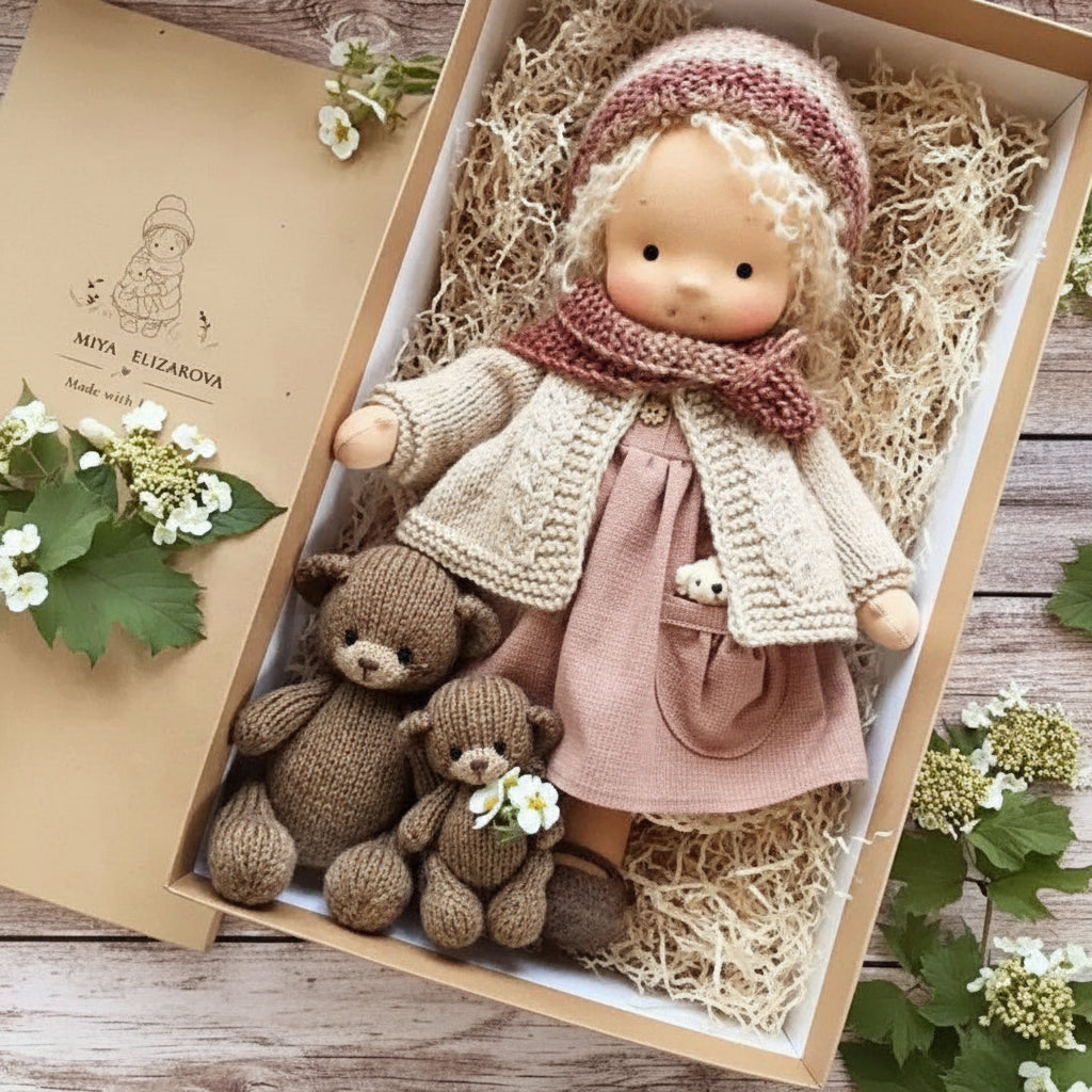 Handmade Cotton Knitted Waldorf Cloth Doll