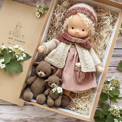 Handmade Cotton Knitted Waldorf Cloth Doll