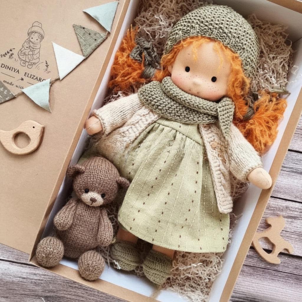 Handmade Cotton Knitted Waldorf Cloth Doll