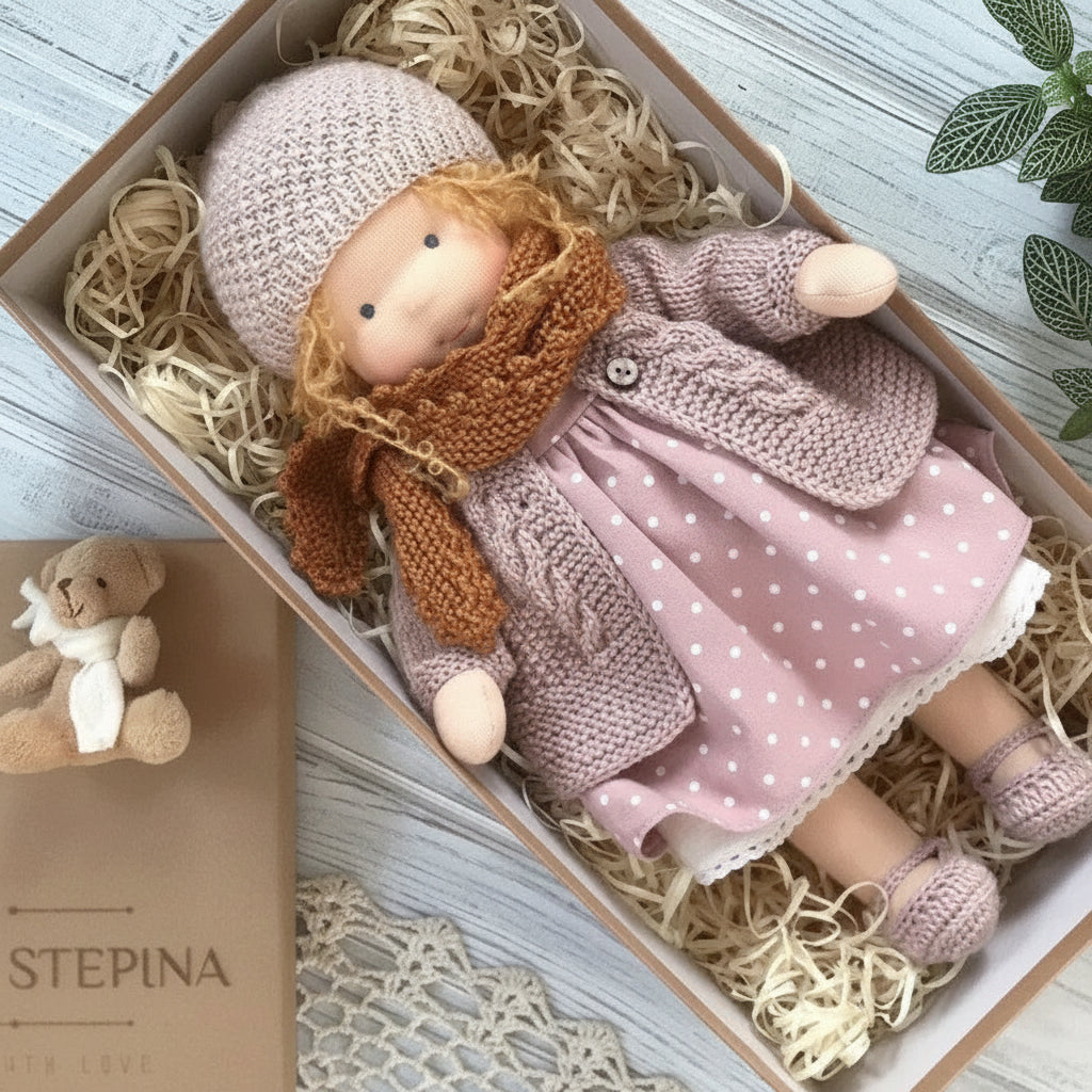 Handmade Cotton Knitted Waldorf Cloth Doll